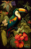 Beautiful Toucan surrounded by exotic flowers | Vintage botanicals